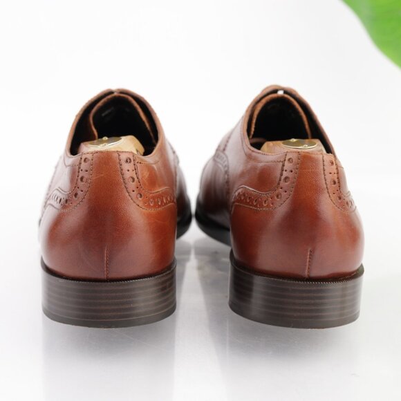 Cole Haan Mens Jefferson Oxford Size 9 M Brown Leather Cap Toe Brogue Dress Shoe